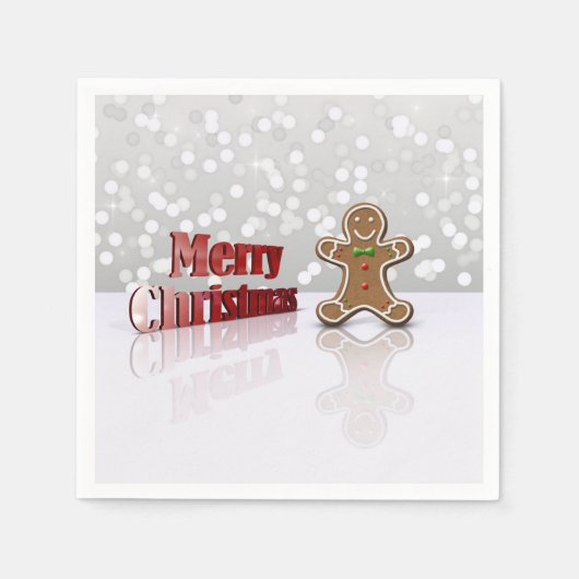 Serviette En Papier Joyeux homme en pain d'épice de Noël (Devant)