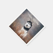 Serviette En Papier Joyeux Husky anniversaire (Coin)