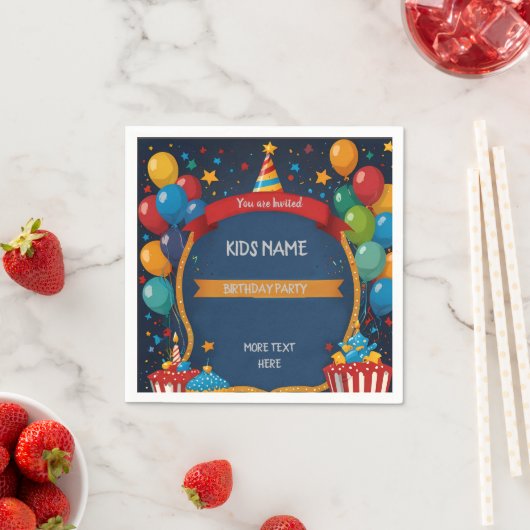 Serviette En Papier Joyeux Invitation d'anniversaire (En situation)