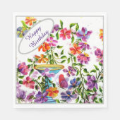 Serviette En Papier Joyeux JARDIN FLEURIE D'ANNIVERSAIRE (Devant)