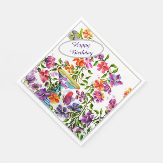 Serviette En Papier Joyeux JARDIN FLEURIE D'ANNIVERSAIRE (Coin)