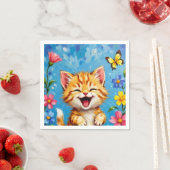 Serviette En Papier Joyeux jardin Kitty (En situation)