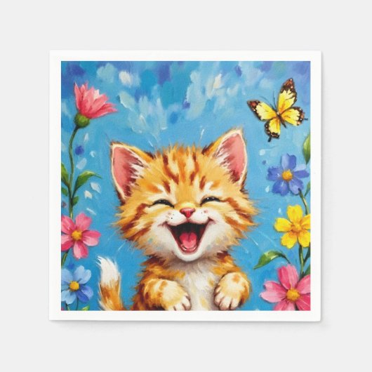 Serviette En Papier Joyeux jardin Kitty (Devant)