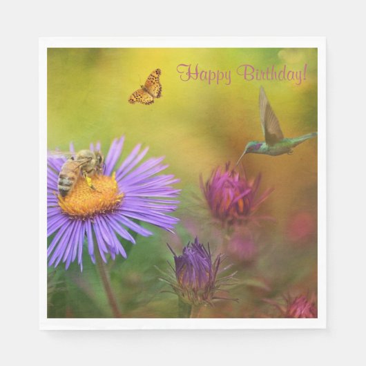 Serviette En Papier Joyeux Jardin Rêvé Anniversaire (Devant)