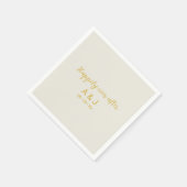 Serviette En Papier Joyeux Jour après Albâtre Blanc Monogramme Or (Coin)