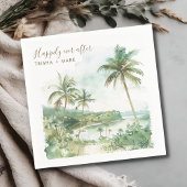 Serviette En Papier Joyeux Jour Après Aquarelle Plage Mariage