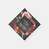 Serviette En Papier Joyeux Jour après Red Flower Bouquet Chalkboard (Coin)