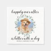 Serviette En Papier Joyeux Jour après verdure Pet Photo Chien Mariage (Devant)