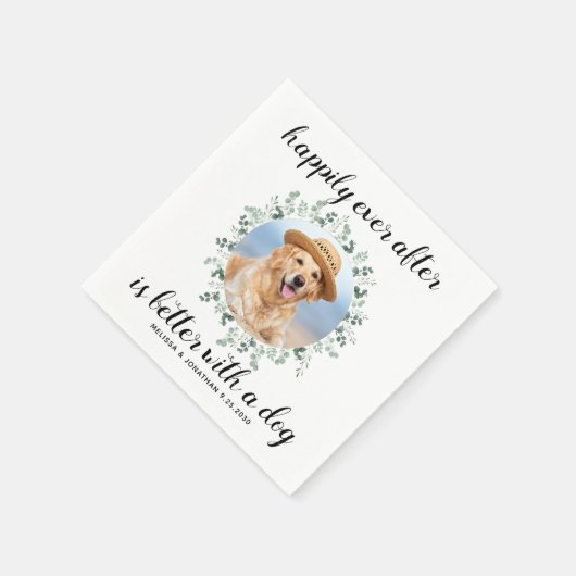 Serviette En Papier Joyeux Jour après verdure Pet Photo Chien Mariage (Coin)