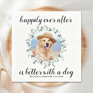 Serviette En Papier Joyeux Jour après verdure Pet Photo Chien Mariage