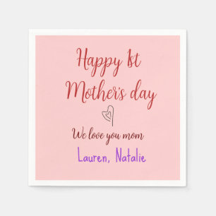 Serviette En Papier Joyeux jour de la première mère ajouter nom texte