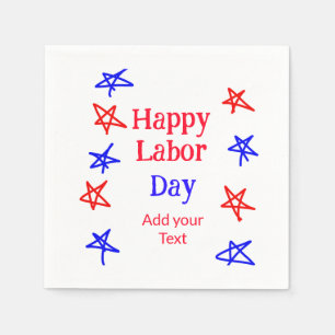 Serviette En Papier Joyeux jour de travail rouge étoile bleu américain