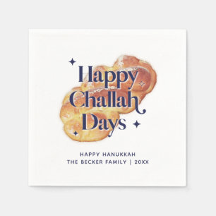 Serviette En Papier Joyeux Jours de Challah Hanoukka Aquarelle Napkin
