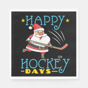 Serviette En Papier Joyeux Jours de hockey Noël Père Noël