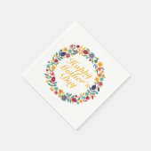 Serviette En Papier Joyeux Joyeux Fête des Mères Fleur Wreath | Napkin (Coin)