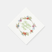 Serviette En Papier Joyeux Joyeux Fête des Mères Fleur Wreath | Napkin (Coin)