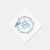 Serviette En Papier Joyeux Joyeux Jour des Mères Bleu Wreath Napkin (Coin)