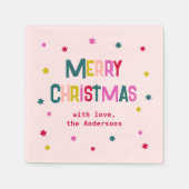 Serviette En Papier Joyeux Joyeux Joyeux Noël Joyeux rose pâle (Devant)