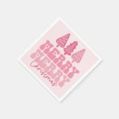 Serviette En Papier Joyeux Joyeux Noël - Conception des Fêtes Rose (Coin)