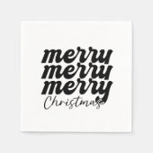 Serviette En Papier joyeux joyeux noël noir et blanc (Devant)