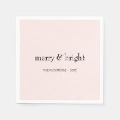 Serviette En Papier Joyeux & Joyeux Noël rose vif (Devant)