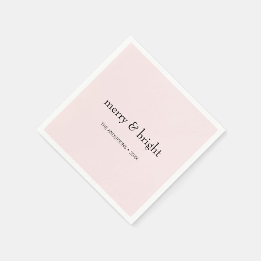 Serviette En Papier Joyeux & Joyeux Noël rose vif (Coin)