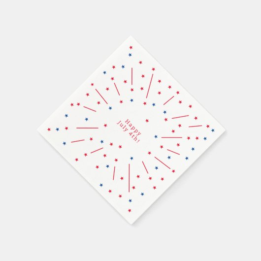 Serviette En Papier Joyeux Juillet 4 Feu d'artifice et étoiles (Coin)