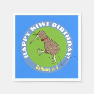 Serviette En Papier Joyeux kiwi caricature oiseau avec cravate arc