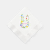Serviette En Papier Joyeux lapin à fleurs de Pâques (Coin)