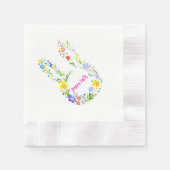 Serviette En Papier Joyeux lapin à fleurs de Pâques (Devant)