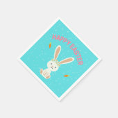 Serviette En Papier Joyeux lapin blanc de Pâques sur bleu (Coin)