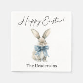 Serviette En Papier Joyeux lapin bleu de Pâques (Devant)
