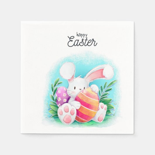 Serviette En Papier Joyeux Lapin de Pâques (Devant)