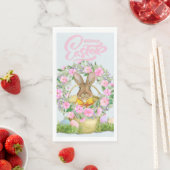 Serviette En Papier Joyeux lapin de Pâques dans un seau (En situation)