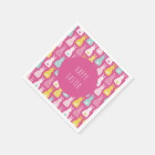 Serviette En Papier Joyeux lapin rose de Pâques (Coin)