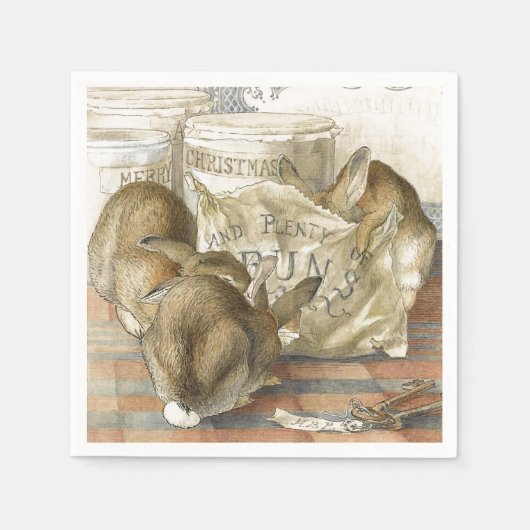 Serviette En Papier Joyeux lapins lapins de Noël (Devant)