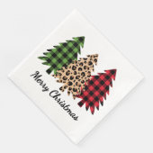 Serviette En Papier Joyeux léopard de Noël et arbres plantés (Coin)