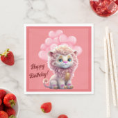 Serviette En Papier Joyeux Lion rose Anniversaire (En situation)