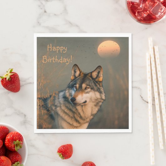 Serviette En Papier Joyeux Loup d'anniversaire (En situation)