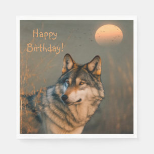 Serviette En Papier Joyeux Loup d'anniversaire