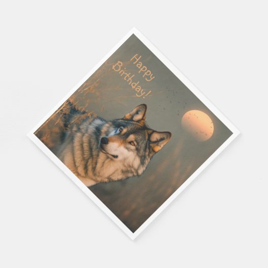 Serviette En Papier Joyeux Loup d'anniversaire (Coin)