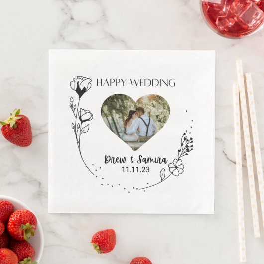 Serviette en papier Joyeux Mariage (En situation)
