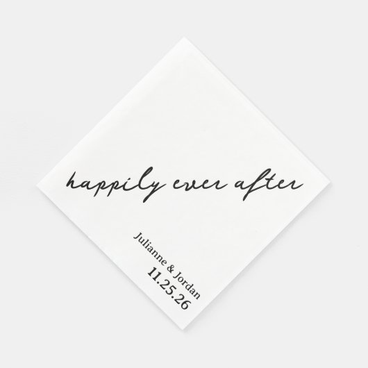 Serviette En Papier Joyeux Mariage Personnalisé en Écriture Cursive (Coin)