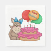 Serviette En Papier Joyeux Marionnette mignonne avec ballons et gâteau (Devant)