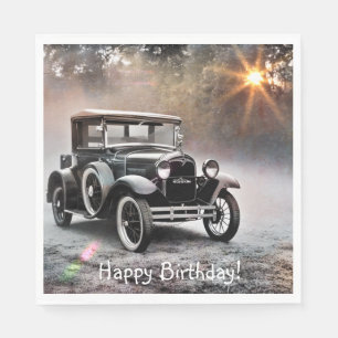 Serviette En Papier Joyeux modèle d'anniversaire A voiture