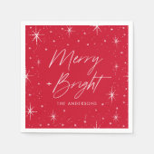 Serviette En Papier Joyeux moderne et lumineux Script Red Holiday (Devant)
