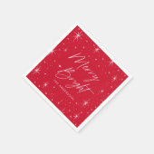 Serviette En Papier Joyeux moderne et lumineux Script Red Holiday (Coin)