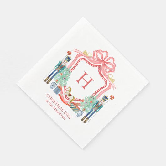 Serviette En Papier Joyeux monogramme de noisette de Noël (Coin)