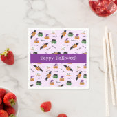 Serviette En Papier Joyeux Motif Citrouille Halloween violet (En situation)