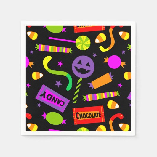 Serviette En Papier Joyeux Motif de bonbons Halloween (Devant)